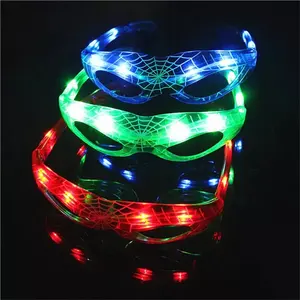Novidade led estilo homem aranha, óculos de led luminoso, festa, colorido, brilhante, clássico, brinquedos para dança, dj, festa