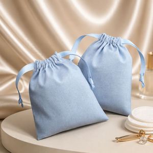 Eco-friendly Small Cotton Linen Fabric Gift Jewelry <b>Pouch</b> High Quality Solid Candle Cosmetic Drawstring Muslin Bag - Product Image 4