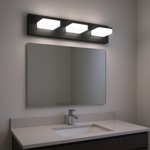 Applique murale LED moderne à 3 lumières de 20 pouces pour salle de bain, en acrylique noir mat, éclairage blanc froid, modèle D0100XFPRLG - Product Image 2