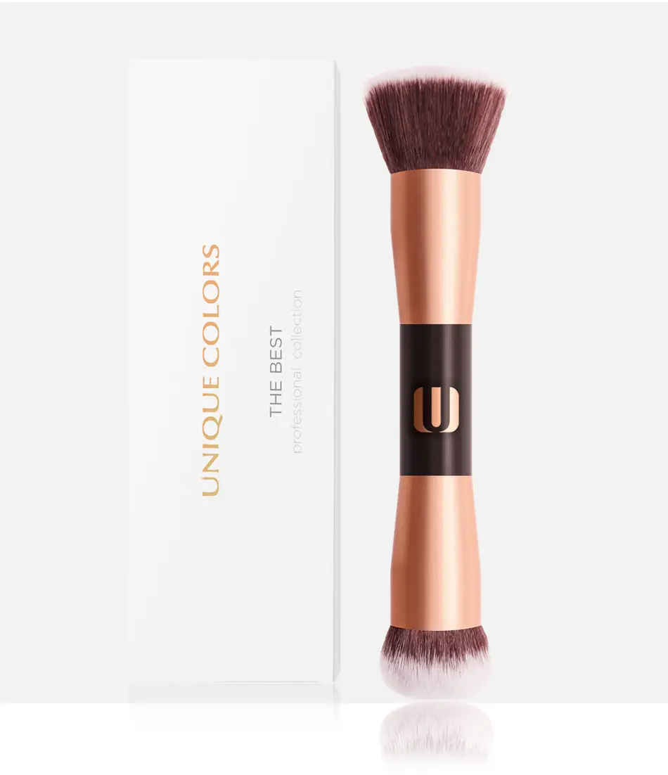 High Quality customized Luxury Rose Gold Makeup Brush foundation Double Ended Makeup Brush