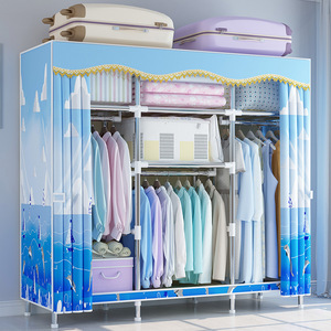 Penderie Simple en Tissu avec Fermeture Éclair, Structure en Acier, Meuble de Chambre Moderne, 1 Set, Armoire Pliable pour Vêtements - Product Image 5