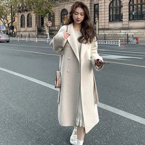 <span class=keywords><strong>Manteau</strong></span> d'automne et d'hiver pour femmes, nouveau style coréen, double boutonnage, long et ample, décontracté - Product Image 4