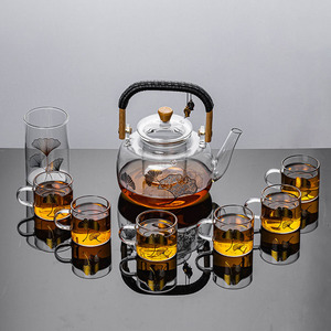 Service à thé et à café <span class=keywords><strong>en</strong></span> verre de qualité alimentaire, durable et écologique, avec séparation de l'eau, bouilloire, théière, pour la maison - Product Image 1