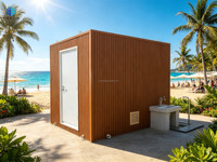 Unité de toilettes publiques préfabriquée portable, modulaire, extérieure, structure en acier pour appartement, maison, bureau, villa, plage, site touristique