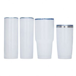 Gobelet isotherme blanc droit de 20 oz en acier inoxydable vierge pour sublimation, avec couvercle et paille, idéal pour les voyages - Product Image 3