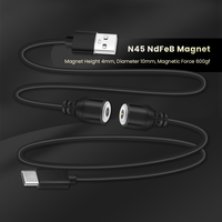 Câble d'alimentation magnétique USB personnalisé 12V 2A à tête ronde, connecteur de type C, fil à broches magnétiques Pogo