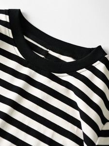 Camiseta <span class=keywords><strong>de</strong></span> Jersey a <span class=keywords><strong>rayas</strong></span> en <span class=keywords><strong>blanco</strong></span> <span class=keywords><strong>y</strong></span> negro para mujer, <span class=keywords><strong>vestido</strong></span> <span class=keywords><strong>de</strong></span> Camiseta <span class=keywords><strong>de</strong></span> cuello redondo a <span class=keywords><strong>rayas</strong></span> con tinte <span class=keywords><strong>de</strong></span> hilo, vestidos <span class=keywords><strong>de</strong></span> algodón <span class=keywords><strong>de</strong></span> calidad <span class=keywords><strong>de</strong></span> gran tamaño - Product Image 2