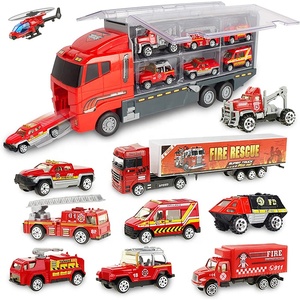 Camiones de Bomberos de Juguete 2 en 1 de Metal Fundido con Ruedas Libres, Vehículo de Rescate, Set de Coches para Niños, Mini Camiones de Bomberos y Ambulancias de Juguete - Product Image 1