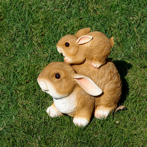 Décorations de jardin décoratives, lapin de Pâques blanc mignon, pour cour, balcon, aménagement paysager, arrangements DIY, mini-jardin - Product Image 4