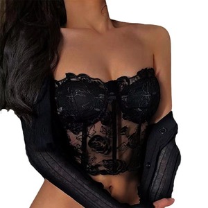 Lism Custom Ins Style Beautiful Rose Embroidery Steel Tow Fishbone Bra Sexy Chest Vest Tube Top Shoulder Straps Firm Control - Product Image 4