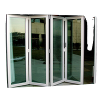 Porte pliante en aluminium, résistante aux tremblements de terre, antivol, avec cadre flexible et double vitrage trempé, pour entrée, chambre, bureau, bâtiment, extérieur
