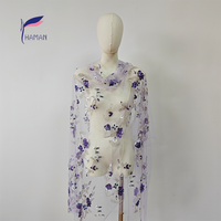 Tissu en maille de nylon à motif floral de luxe paillettes violettes Tubes blancs Design glamour pour vêtements de mariée/danse pour mariages