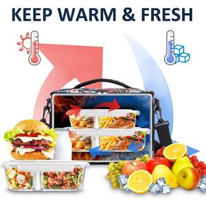 Portátil Grande Capacidade Isolada Lunch Bag Impresso Grosso À Prova D' Água Leakproof Cooler Bag com Ombro Ajustável - Product Image 5