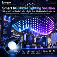 Boule lumineuse à pixels 3D RGB 50 mm, DC24V UCS2903 IP67, guirlande lumineuse LED à 360 degrés pour les projets d'animation de rideaux de scène