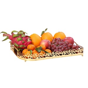 Plateau à fruits en métal poli à <span class=keywords><strong>motif</strong></span> <span class=keywords><strong>corail</strong></span>, design classique, pour salon, table basse, véranda, plateau de rangement - Product Image 5