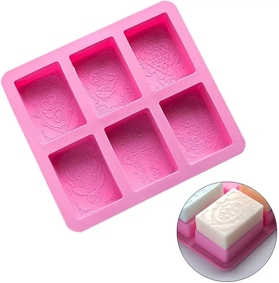 Custom Silicone Soap Molds 6 Patterns Rectangle Silicone Molds For Soap Making