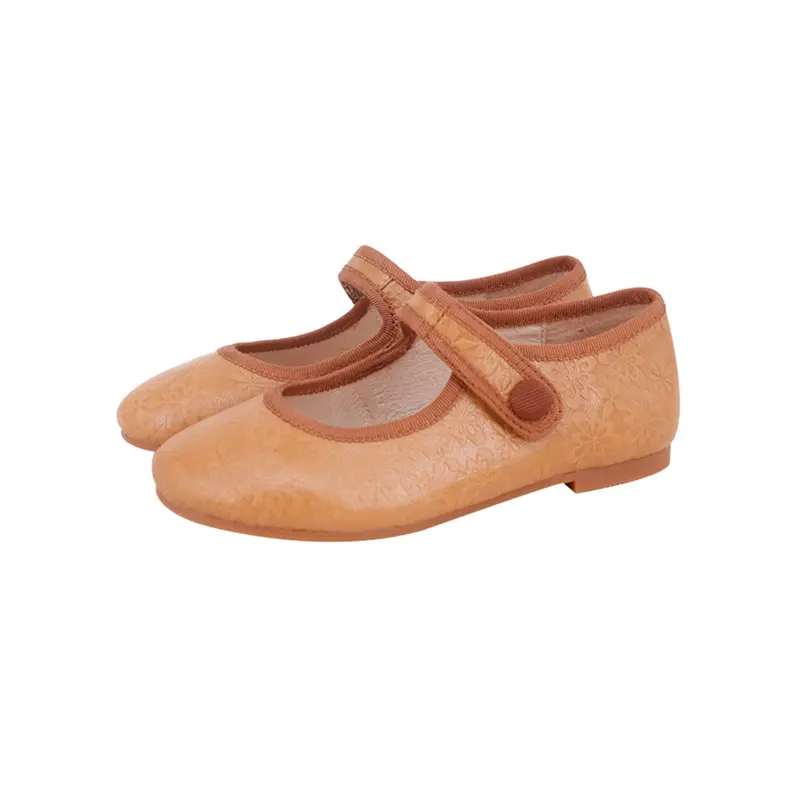 Children's Shoes Brown Genuine Leather Flat Princess Casual Little Baby Shoes Girl Suitable for School Party Dress Shoes