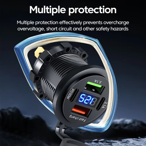 شاحن سيارة ثنائي PD30W مزدوج QC USB نوع C سريع مقاوم للماء لهاتف سيارة 12 فولت/24 فولت - Product Image 4