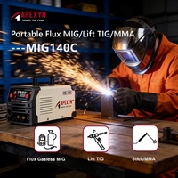 APEXYN MIG-140C 220V 140A Garantie 2 ans Mini Poste à souder portable sans gaz Inverter IGBT à contrôle synergique 3-en-1 pour fil fourré
