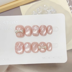 NEU Ankunft Cat Eye Press auf Nägeln 10 teile/satz French Butterfly Flower Acryl Falsche künstliche Presse auf Nägeln - Product Image 6