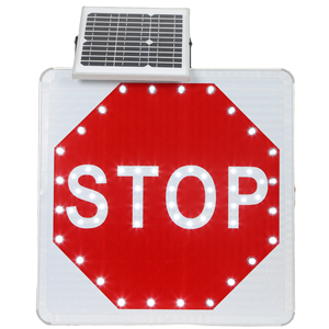 لوحة إضاءة تحذيرية للطرق تعمل بالطاقة الشمسية بسعر المصنع، لافتات توقف مرورية مع رؤية تزيد عن 1000 متر، حماية IP55، لوحة شمسية من بوش - Product Image 1