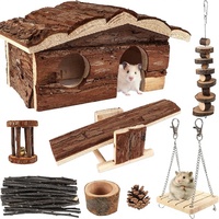 Lot de 17 jouets d'activités durables en bois pour hamsters, souris, rats et gerbilles - Accessoires pour petits animaux, jouets à mâcher, cachettes |   Fabriqué en Chine
