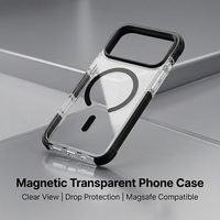 Coque transparente magnétique antichoc pour Apple iPhone 18 Pro Max 17 Pro, protection de téléphone avec protection contre les chutes aux quatre coins