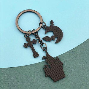 2023พวงกุญแจโลหะเคลือบรูปผีฮาโลวีนทำจากสังกะสีอัลลอยรูปฟักทองแม่มดปราสาทแมว - Product Image 6