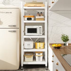 Multifunctional Durable Eco-Friendly Metal Non-folding Five-Tier Kitchen Floor Living Room Sundries <b>Storage</b> <b>Rack</b> for Micro - Product Image 2