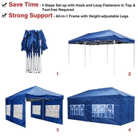 Tente pop-up personnalisée pour les salons professionnels, tente pliante rétractable de 3x6m avec parois latérales, sac de transport et sacs de poids