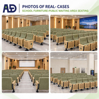 Tablette d'écriture pliable, siège de cinéma en tissu et mousse, accoudoir fixe, base métallique, mobilier pour salle de cinéma, salle de conférence, école