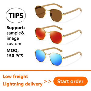 Gran oferta, gafas de sol Unisex, tendencias de moda Vintage, Lunette De Soleil, logotipo OEM, gafas de sol polarizadas con doble puente de madera de bambú - Product Image 2