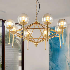 Zeal Lighting, superventas, pantalla de cristal E14, lámpara de araña nórdica moderna para sala de estar dorada - Product Image 2