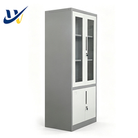 Armoire de classement métallique à double porte verrouillable, en acier, pour bureau, avec étagères pour documents