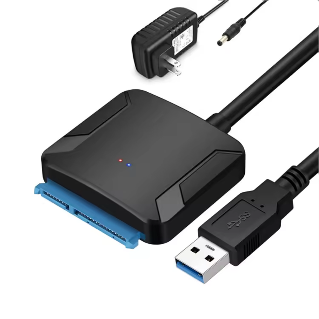Black 3.5inch Usb3.0 to Sata 15PIN Hard Drive Adapter Connector Sata Cable for HDD SSD with Power Supply