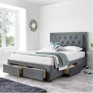 Letto matrimoniale King <span class=keywords><strong>Size</strong></span> moderno di lusso leggero di alta qualità con letto in tessuto semplice con contenitore - Product Image 1
