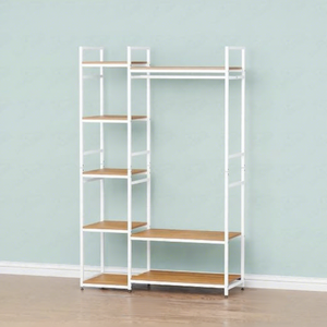 Porte-vêtements sur pied en métal minimaliste à 5 niveaux, multifonctionnel, avec barre de suspension et étagères - Product Image 6
