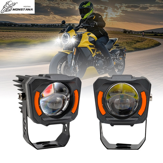 MONSTANA Factory Price DC 12V-80V Universal Fit Aluminum+PC Motorcycle LED Waterproof Spotlights