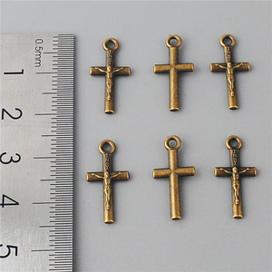 9*17mm 앤틱 브론즈 소형 가톨릭 십자가 로사리 팔찌 장식용 - Product Image 3