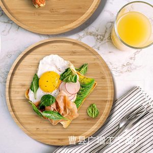 Bandeja redonda de madera de haya estilo japonés para servir en hoteles, restaurantes, fiestas de té, café, postres y frutas. - Product Image 1