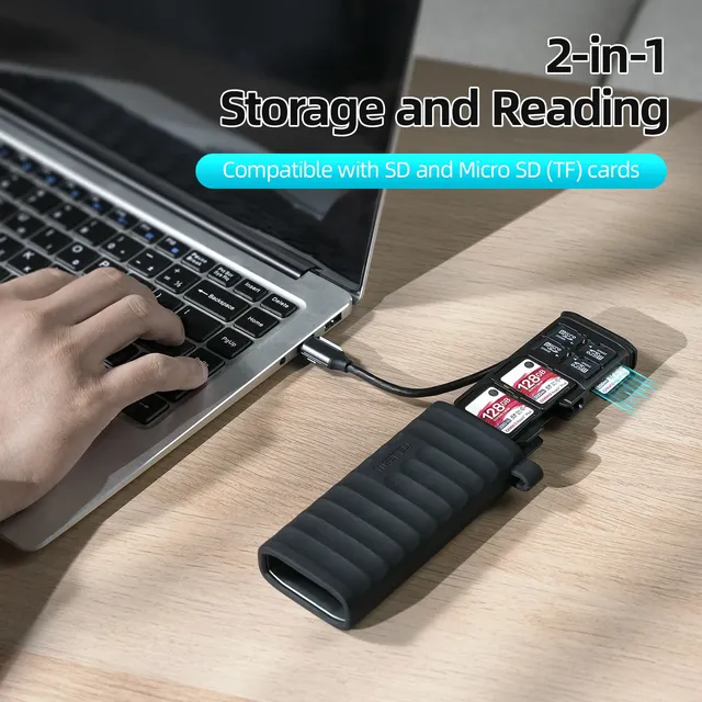Card Reader Storage Box High Speed Data Transmission Type-C 2-in-1 SD/TF Card Reader for PC Camera