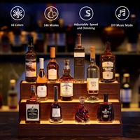 [Stock US] Étagères de présentation de bouteilles d'alcool en bois de 24 pouces avec éclairage LED, livraison rapide depuis l'entrepôt américain, dropshipping disponible