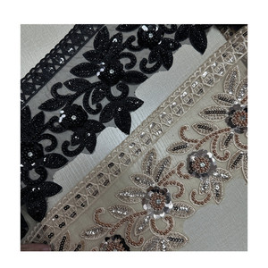 Thiết kế mới đính cườm thêu <span class=keywords><strong>TRIM</strong></span> rộng 15cm cho Bridal Wedding Craft cho DIY may - Product Image 1