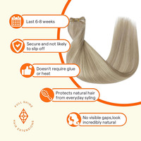 AngelBella Trame de cheveux humains nouée à la main Highlight Extensions de cheveux vierges 100% Blonde cendré Highlight Sew in Weft Extension Cheveux humains