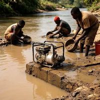 Pompe à eau basse pression, installation simple, corps compact, fiable, utilisée en Afrique pour pomper l'eau pour l'extraction de l'or