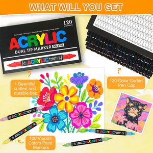 Juego de Marcadores Líquidos de Doble Punta con 168 Colores, Rotulador de Punta Suave para Dibujo Artístico para Estudiantes, Nuevo Marcador Acrílico Líquido de Punta Recta - Product Image 6