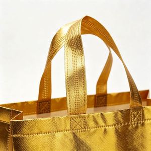 Bolsa de Compras Plegable Impermeable con Logotipo Personalizado, Laminada en Oro y Plata, de Tela No Tejida, con Lámina Metálica, Holográfica y Láser - Product Image 3
