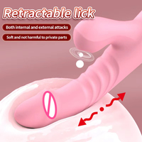 Vibrateur Télescopique à Succion Lapin, Stimulation du Point G et du Clitoris par Vibration et Aspiration, en Silicone Souple, Jouet Sexuel pour Femme