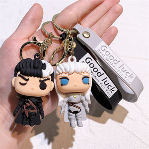 Anime periférico <span class=keywords><strong>serie</strong></span> <span class=keywords><strong>Berserk</strong></span> llavero de goma Guts Griffith negro espadachín dibujos animados llaveros de silicona - Product Image 2