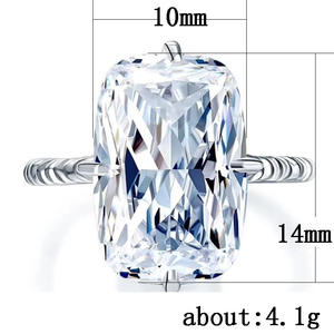 Anello di Fidanzamento F255 per Donna in Oro Bianco con Diamante Taglio Radiant Colore D Stile Classico - Product Image 5